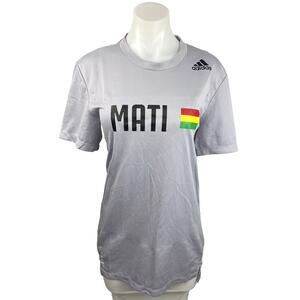 NEW Adidas Gray Crew Neck Bolivia Mati Flag Pullover Athletic T Shirt Top Size M